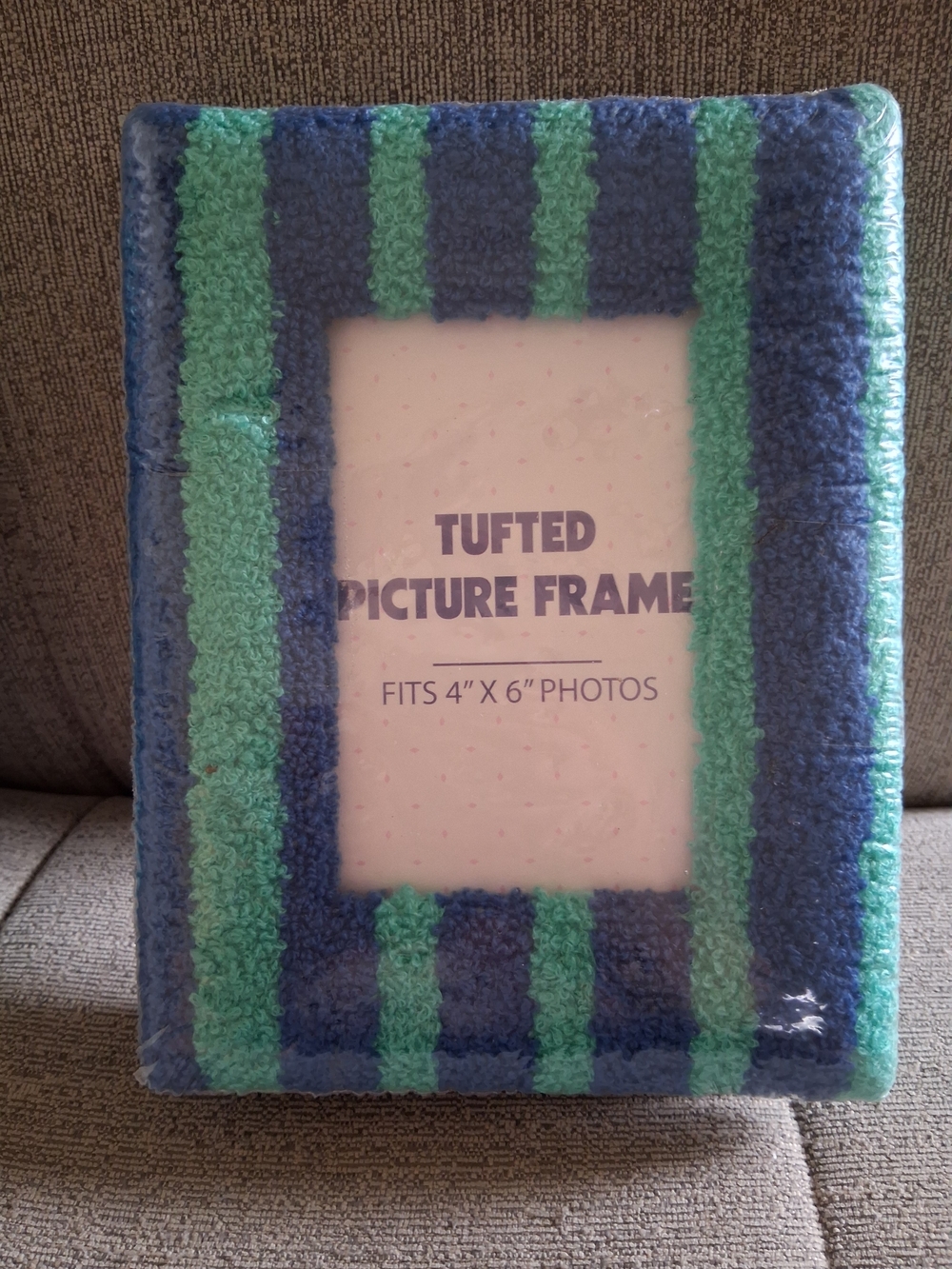 Tufted Striped Picture Frame - Blue & Teal - 2 In Set Nwt 4x7 Photo